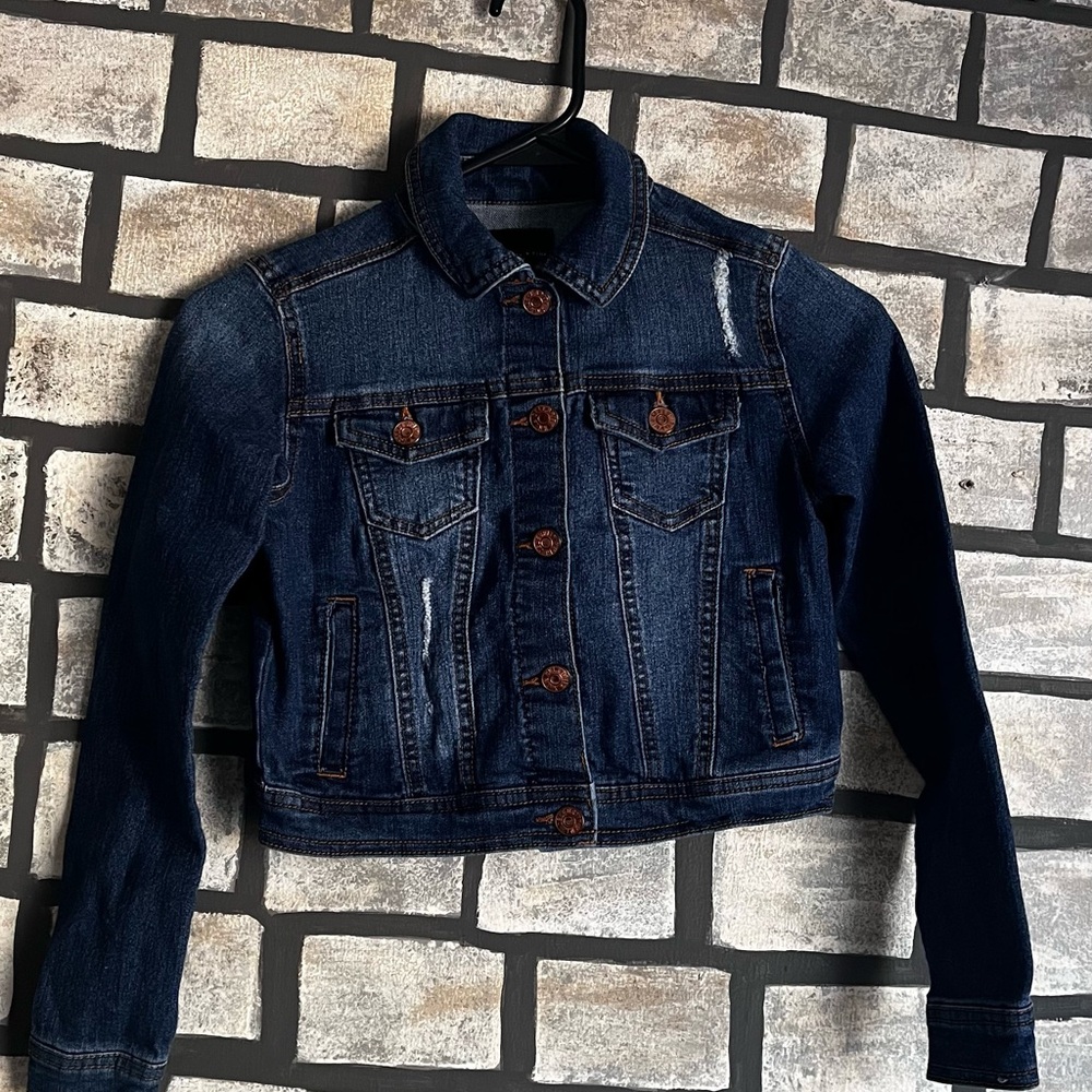 Girls Celebrity Pink Girls Small Blue Jean Distressed Jacket